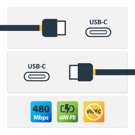 Cable usb tipo c startech 0.5m - macho - macho - negro