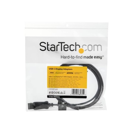 Cable usb tipo c a displayport startech 1.8m - macho - macho - negro