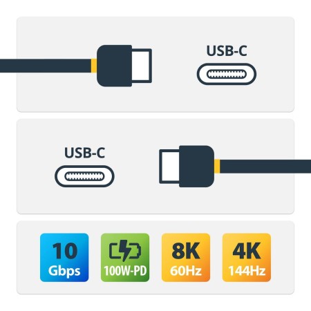 Cable usb tipo c startech 0.5m - macho - macho - negro