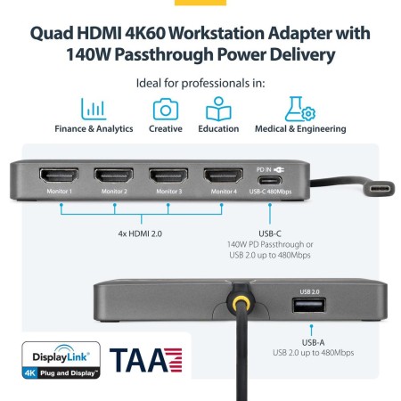Docking station startech usb tipo c 6 en 1