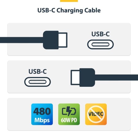 Cable usb tipo c startech 2m - macho - macho - negro trenzado