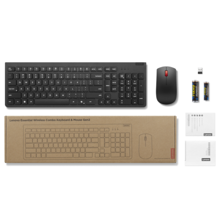 Teclado + raton lenovo essential inalambrico negro