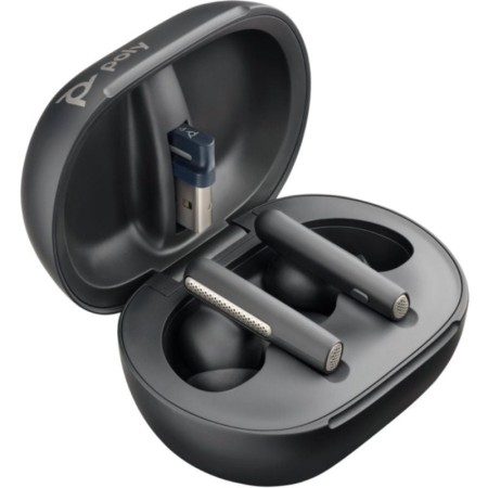 Auriculares Bluetooth Poly Voyager Free 60+ UC M con estuche de carga + Adaptador BT700/ Autonomía 10h/ Negros