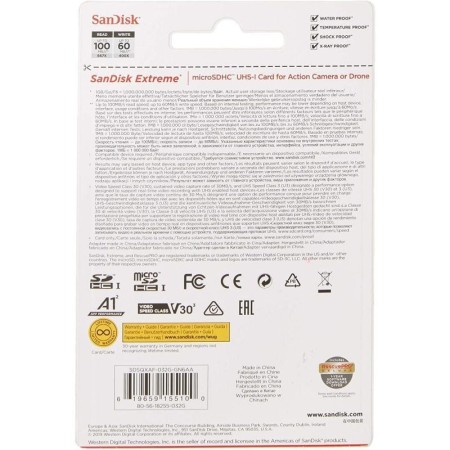 Tarjeta de Memoria SanDisk Extreme 32GB microSD HC UHS-I con Adaptador/ Clase 10/ 100MBs