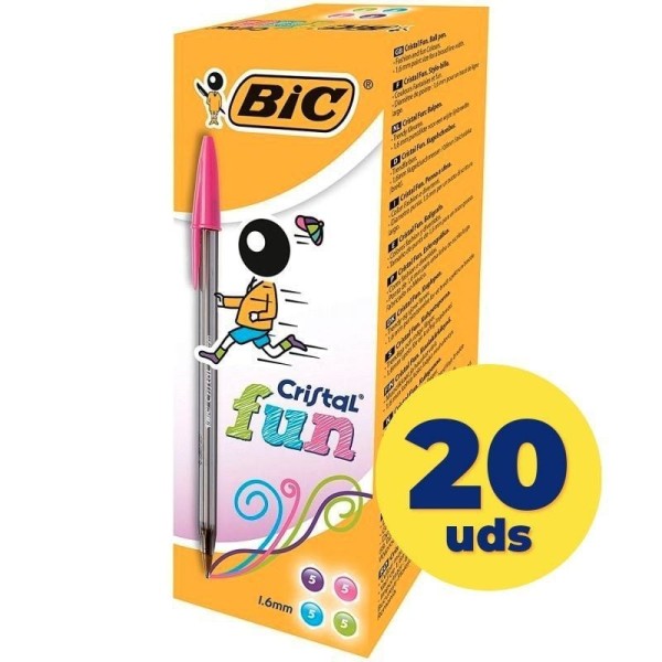 Caja de Bolígrafos de Tinta de Aceite Bic Cristal Fun 895793/ 20 unidades/ Colores Surtidos