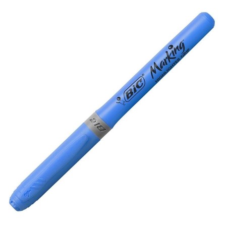 Caja de Marcadores Fluorescentes Bic Marking Highlighter Grip/ 12 unidades/ Azules