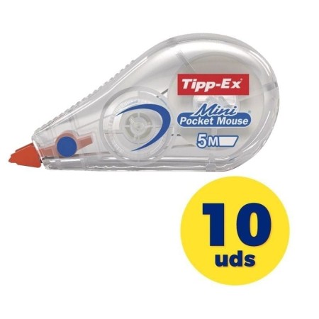 Caja de Correctores de Escritura en Cinta Bic Tipp-Ex Mini Pocket Mouse/ 5mm x 5m/ 10 unidades