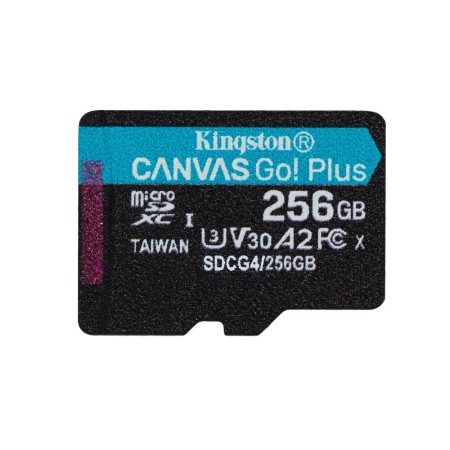 Tarjeta memoria micro secure digital sd xc 256gb kingston canvas go! plus clase 10 uhs - i u3 + adaptador sd