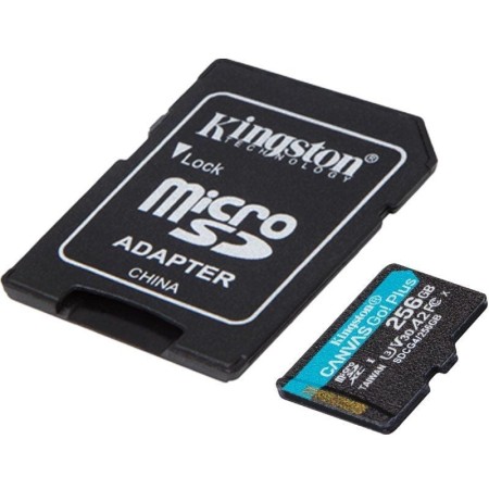 Tarjeta memoria micro secure digital sd xc 256gb kingston canvas go! plus clase 10 uhs - i u3 + adaptador sd