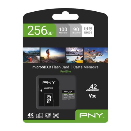 Tarjeta memoria micro sdxc pro elite pny 256gb clase 10 uhs - i u3