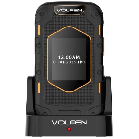 Telefono movil volfen ranger tipo concha negro - amarillo base de carga