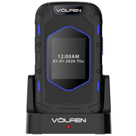 Telefono movil volfen ranger tipo concha azul base de carga