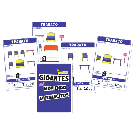 Juego de mesa gigantes moviendo mueblecitos