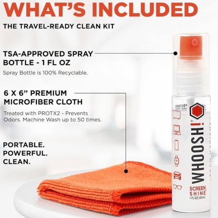 Kit Limpiador de Pantallas Whoosh Kit Go WSH002/ Spray 30ml + Paño Microfibra