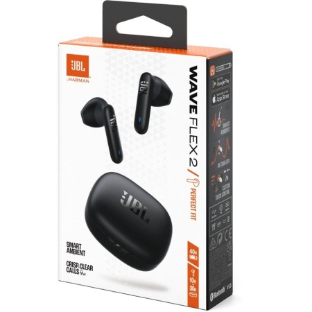 Auriculares Bluetooth JBL Wave Flex con estuche de carga/ Autonomía 10h/ Negros