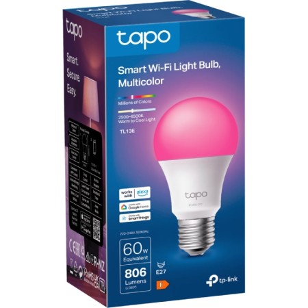 Bombilla Inteligente TP-Link Tapo TL13E/ Casquillo E27/ 8.3W/ 806 Lúmenes/ 2500 - 6500K/ Pack 2