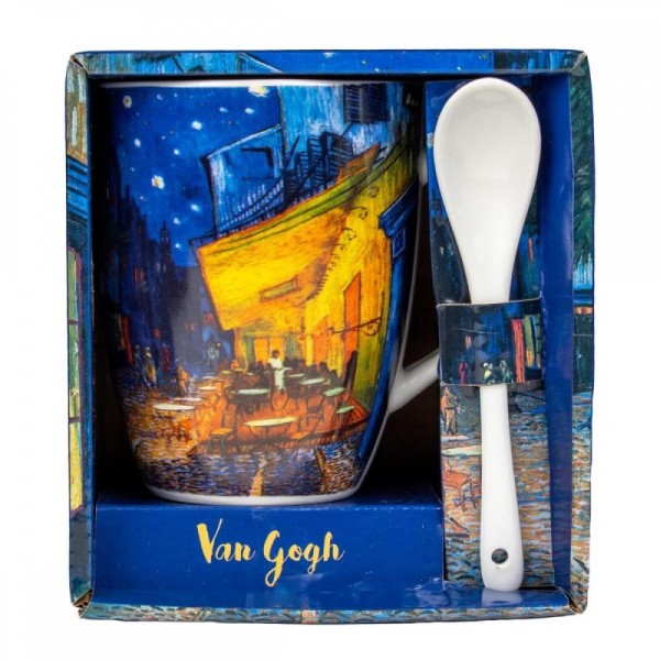 Taza con cuchara enesco terraza de café por la noche van gogh