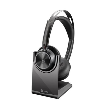 Auriculares poly voyager focus 2 usb - c - c con certificación microsoft teams + adaptador usb - c - a + base de carga