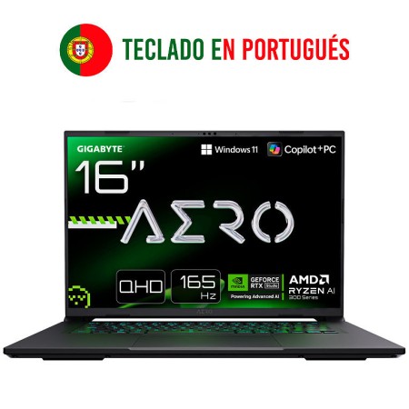 Portatil gigabyte aero  x16 2wha3ptc65ah r9 - 370hx -  32gb -  ssd 1tb -  rtx 5070 8gb -  16 pulgadas -  w11h portugues