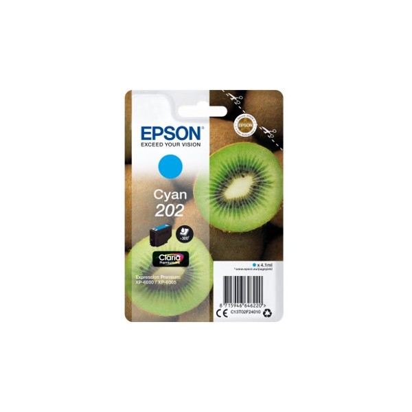 Cartucho tinta epson c13t02f24010 singlepack cian 202 claria premium ink xp - 6000 - xp - 6005 - kiwi