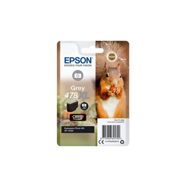 Cartucho tinta epson c13t04f64010 singlepack gris 478xl claria photo hd ink