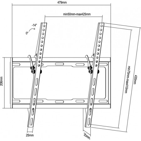 Soporte pantalla equip 32 pulgadas - 55 pulgadas inclinable 0º - 14º max 35 kgs vesa max. 400x400