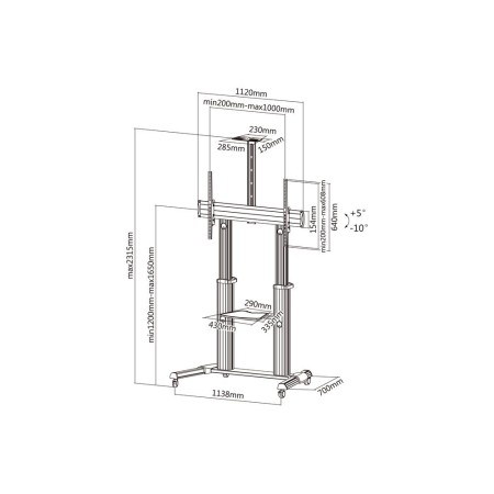 Soporte suelo con ruedas tv equip vesa hasta 100 pulgadas 1000x600mm max 100kg