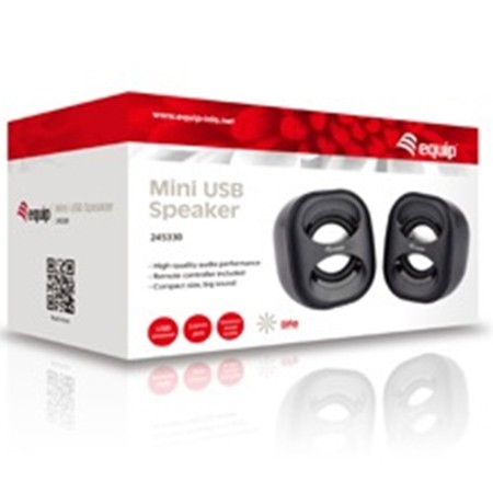 Altavoces 2.0 equip life mini 6w rms color negro y rojo jack 3.5 pulgadas alimetancion usb