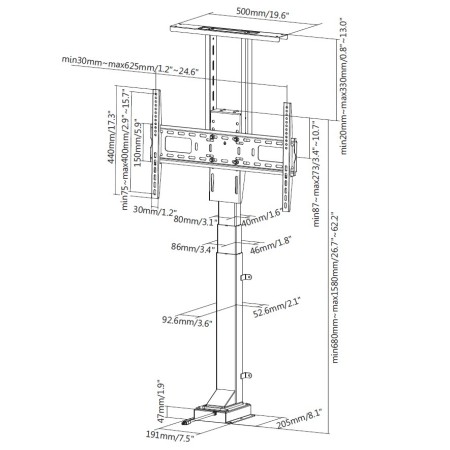 Soporte de suelo motorizado equip vesa hasta 65 pulgadas 600x400mm max 50kg