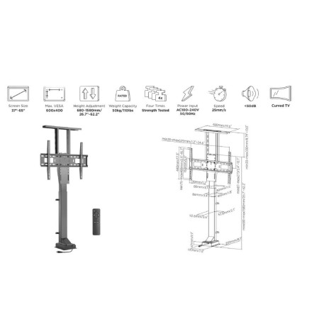 Soporte de suelo motorizado equip vesa hasta 65 pulgadas 600x400mm max 50kg
