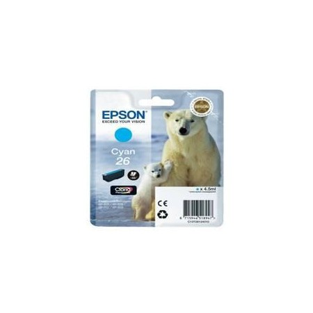 Cartucho tinta epson t261240 cyan 26 xp - 600 - 605 - 700 - 800 -  oso polar