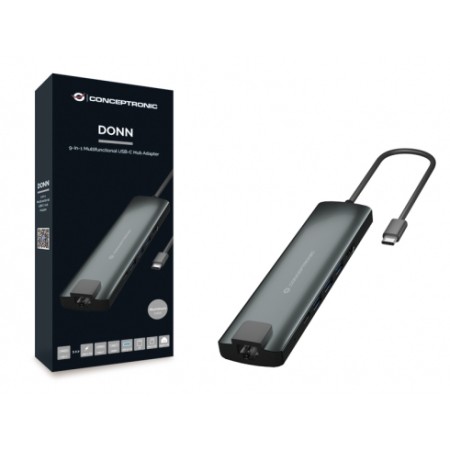 Adaptador conceptronic usb tipo c 9 en 1 hdmi - usb - c - pd - usb 3.0 - sd - micro sd - rj45