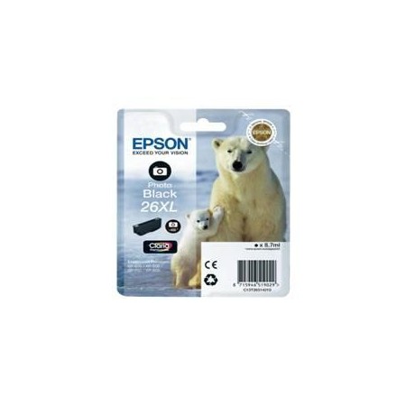 Cartucho tinta epson t263140 photo negro  xl xp - 600 - 605 - 700 - 800 -  oso polar