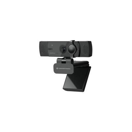 Webcam 4k conceptronic amdis07b 8.3mp - 4k ultra hd - usb - angulo vision 80º - enfoque automatico - doble microfono integrado
