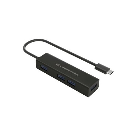 Hub usb tipo c conceptronic hubbies07b 4 x usb 3.0 - aluminio