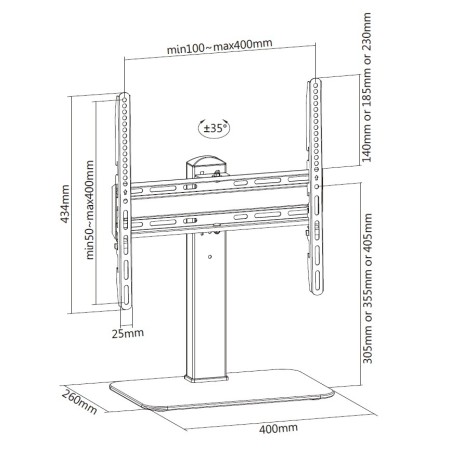 Soporte de mesa con base equip vesa hasta 55 pulgadas 400x400mm max 40kg
