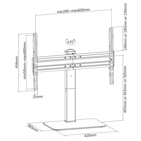 Soporte de mesa con base equip vesa hasta 70 pulgadas 600x400mm max 40kgs