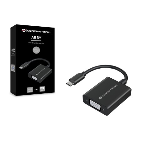Adaptador usb tipo c a vga conceptronic 10.8cm - macho - hembra - negro