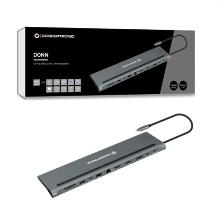 Docking station conceptronic usb tipo c donn17g 2 x hdmi - 1 x dp - 2 x usb 3.0 - 1 x usb 2.0 - 1 x rj45 - 1 x aux - lector sd -
