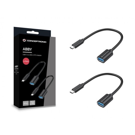 Adaptador usb tipo c a usb tipo a conceptronic 20cm - macho - hembra - pack 2 unidades