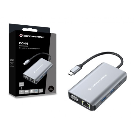 Docking station conceptronic donn21g 7 en 1 3 x usb 3.0 - 1 x hdmi - 1 x vga - 1 x rj45 - 1 x usb tipo c