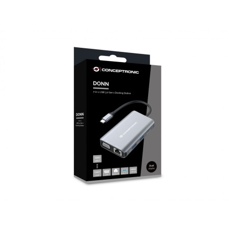 Docking station conceptronic donn21g 7 en 1 3 x usb 3.0 - 1 x hdmi - 1 x vga - 1 x rj45 - 1 x usb tipo c