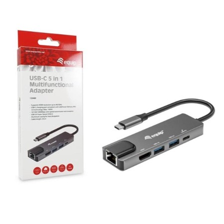 Docking station equip usb tipo c 5 en 1 hdmi rj45 usb 3.2 100w pd