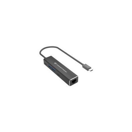Adaptador usb tipo c a rj45 conceptronic macho - hembra + hub 4 en 1