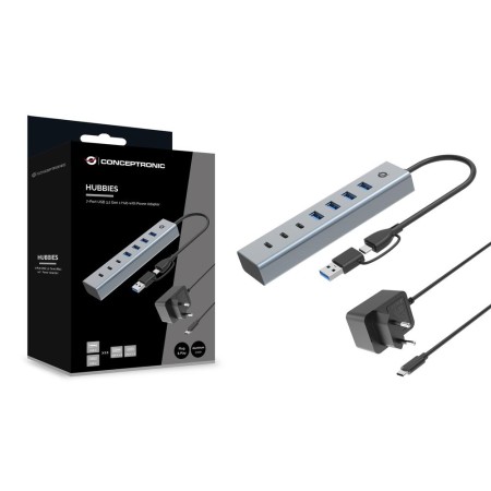 Hub usb 3.0 conceptronic hubbies20gp 7 puertos usb - c a 3xusb - c 4xusb - a con alimentador