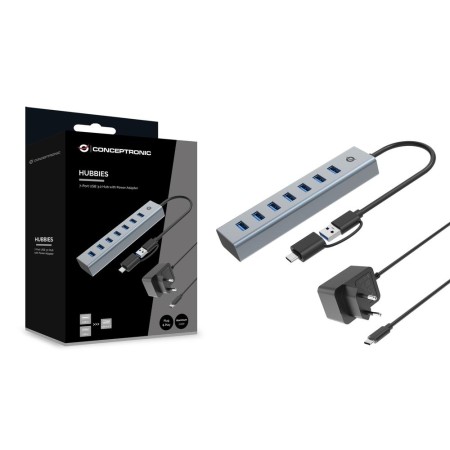 Hub usb 3.0 conceptronic hubbies21gp 7 puertos usb - c a 7xusb - a con alimentador