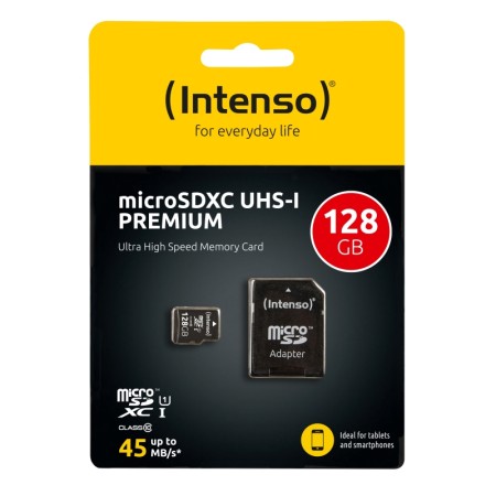 Tarjeta memoria micro sd intenso 128gb uhs - i cl10 + adaptador sd