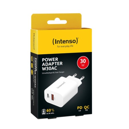 Intenso | Cargador pared W30AC|1xUSB-A 1xUSB-C