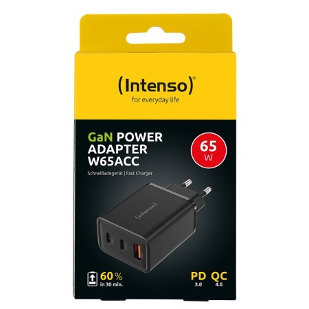 Intenso | Cargador pared GaN W65ACC| negro