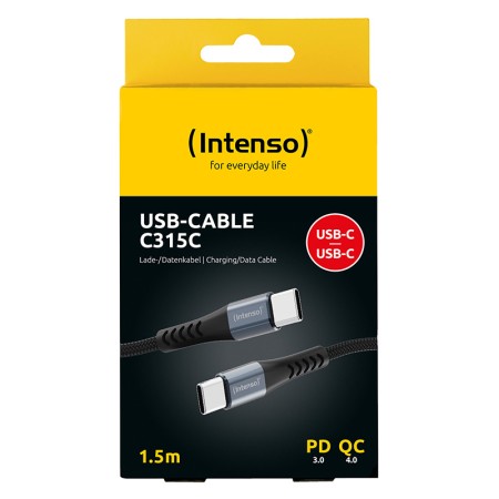 Cable usb tipo c intenso 1.5m - macho - macho - negro